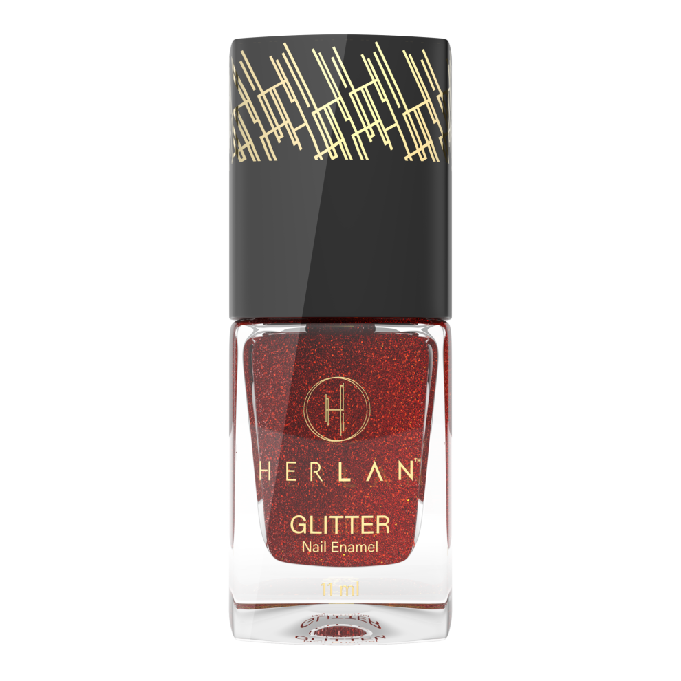 Herlan Glitter Nail Enamel Resplendent Red