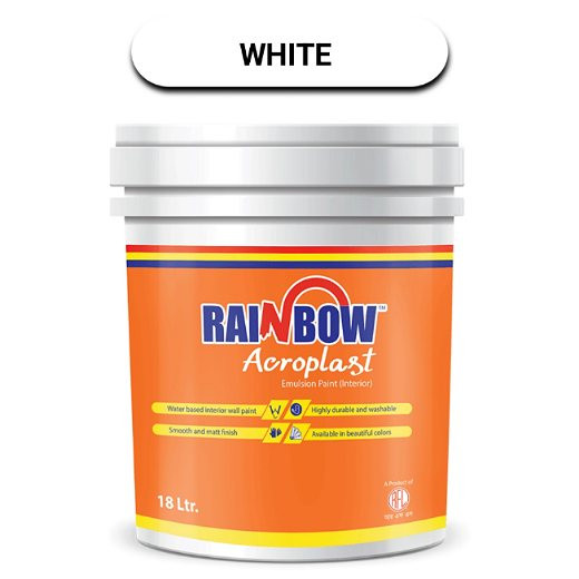 Rainbow Acroplast Acrylic Plastic Emulsion -White Colour 18 Ltr