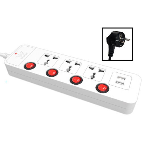 Walton Extension Socket with 5m Cable & USB port  WESU2P3E5