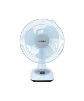VISION Rechargeable Table Fan 12" White With USB Charger