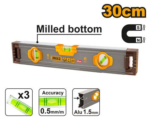 Spirit level with powerful magnets