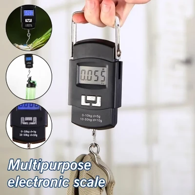 Handy Mini Digital Electronic Portable Travel Luggage Multipurpose Hanging Pocket Weight Scale Machine Digital 50kg Machine - Black