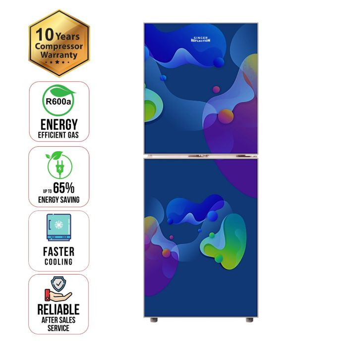 SINGER Bottom Mount Refrigerator | 208 Ltr | BCD-208R-NG | Galaxy Blue