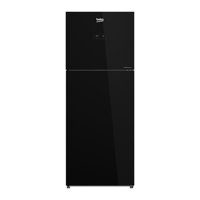BEKO Top Mount Refrigerator | 375 Ltr | Black Glass Door