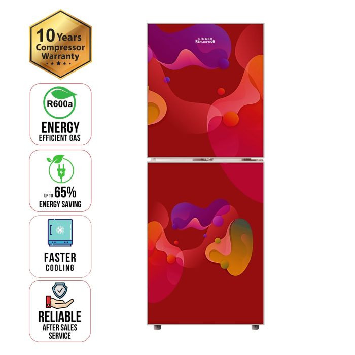 SINGER Bottom Mount Refrigerator | 208 Ltr | BCD-208R-RG | Red