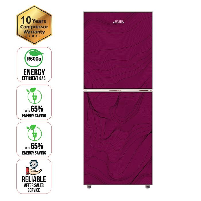 SINGER Top Mount Refrigerator | 333 Ltr | BCD-333R-MPG | Marble Purple