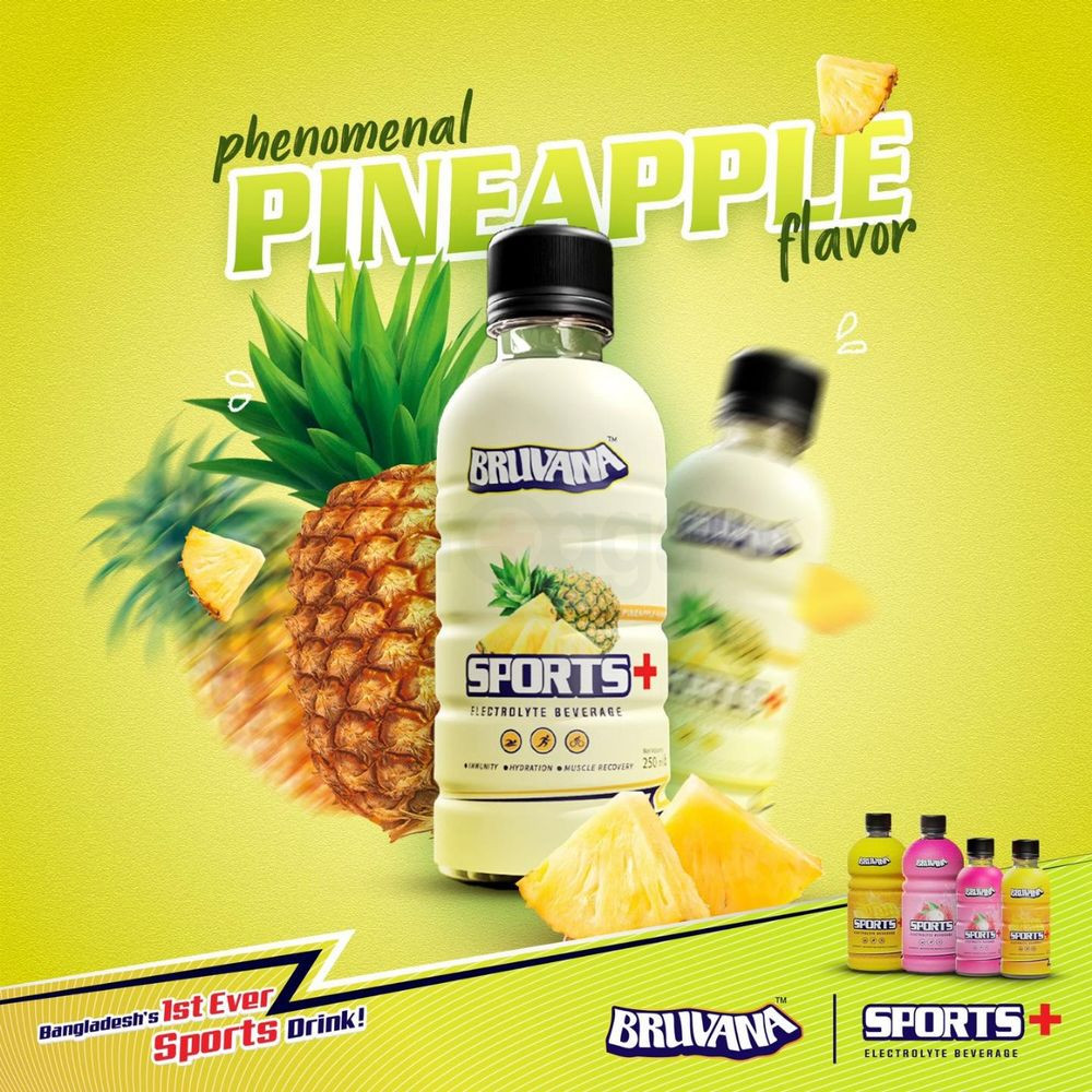 Bruvana Sports+ Electrolyte Beverage (Pineapple Flavor) 250ml