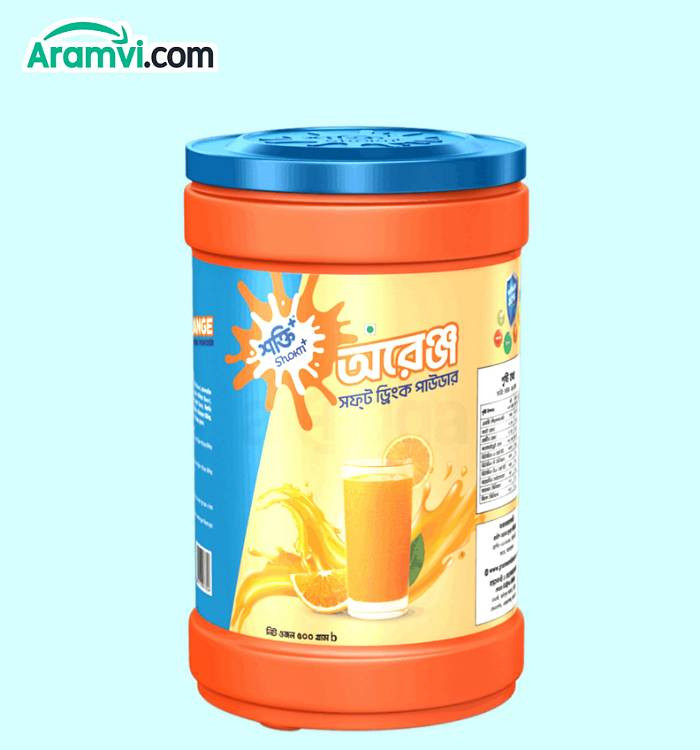 Shokti+ Orange Soft Drink Powder-Plastic 500gm Jar