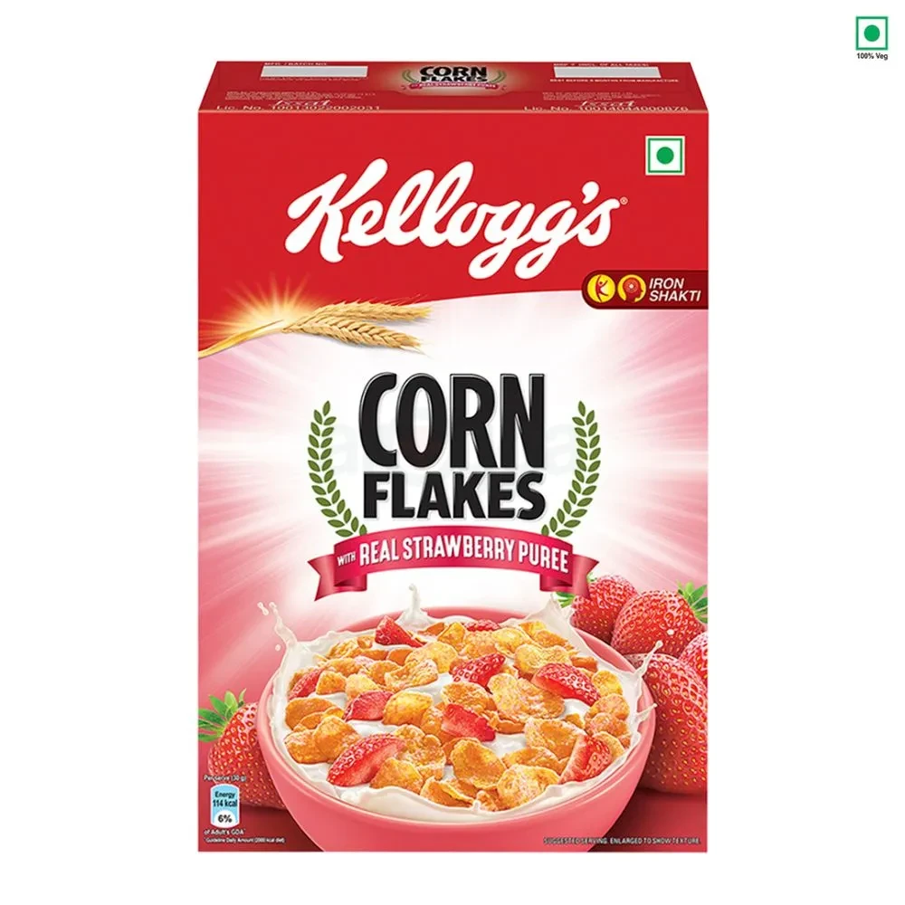 Kellogg's Corn Flakes with Real Strawberry Puree Breakfast Cereal 300gm