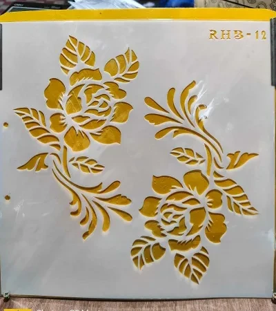 Stencil Wall & Art Painting design Paper (rose flower)) 12"by 12"
