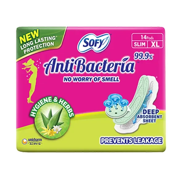 Sofy Anti Bacteria XL Slim Sanitary Napkin (290mm) - 14 Pads
