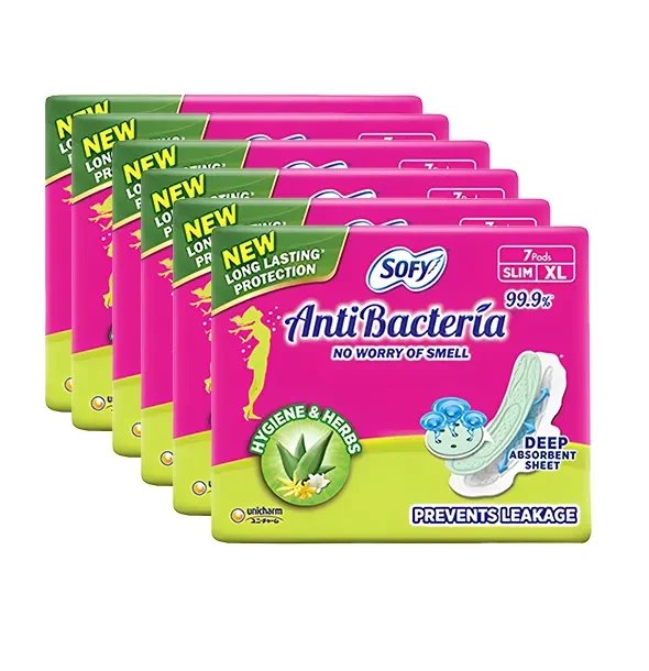 Sofy Anti Bacteria XL Slim Sanitary Napkin (290mm) - 7 Pads (6 pack bundle)