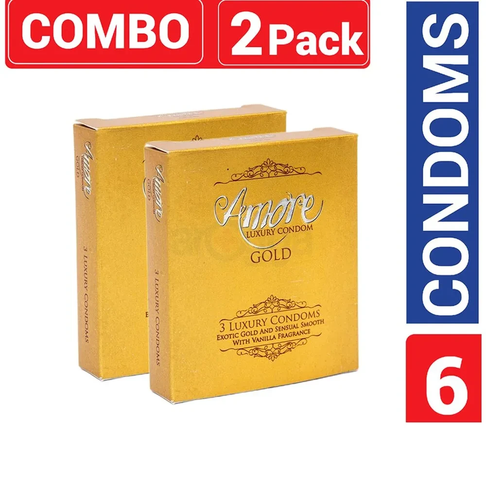 Amore - Luxury Condom Gold - Combo Pack - 2 Packs - 3x2=6pcs