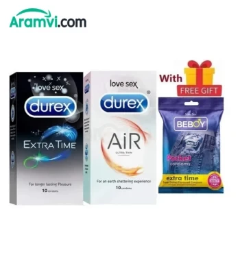 WiH_Lottie-09.png Durex Classical Combo = 23Pcs Condom + Durex Extra Time 10s + Durex Air 10s + Beboy Extra Time Dotted Paan 3s + Free Gift