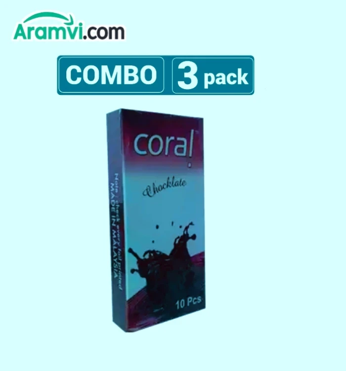 CORAL - Coral - Chocolate Flavors Lubricated Natural Latex Condom - Combo Pack of 3 (3 x 3 = 9 pcs)