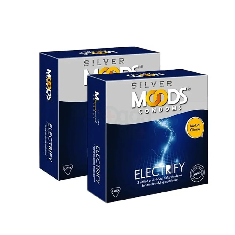 Moods - Silver Electrify Condom - Combo Pack - 2 Packs - 3x2=6pcs - Condom