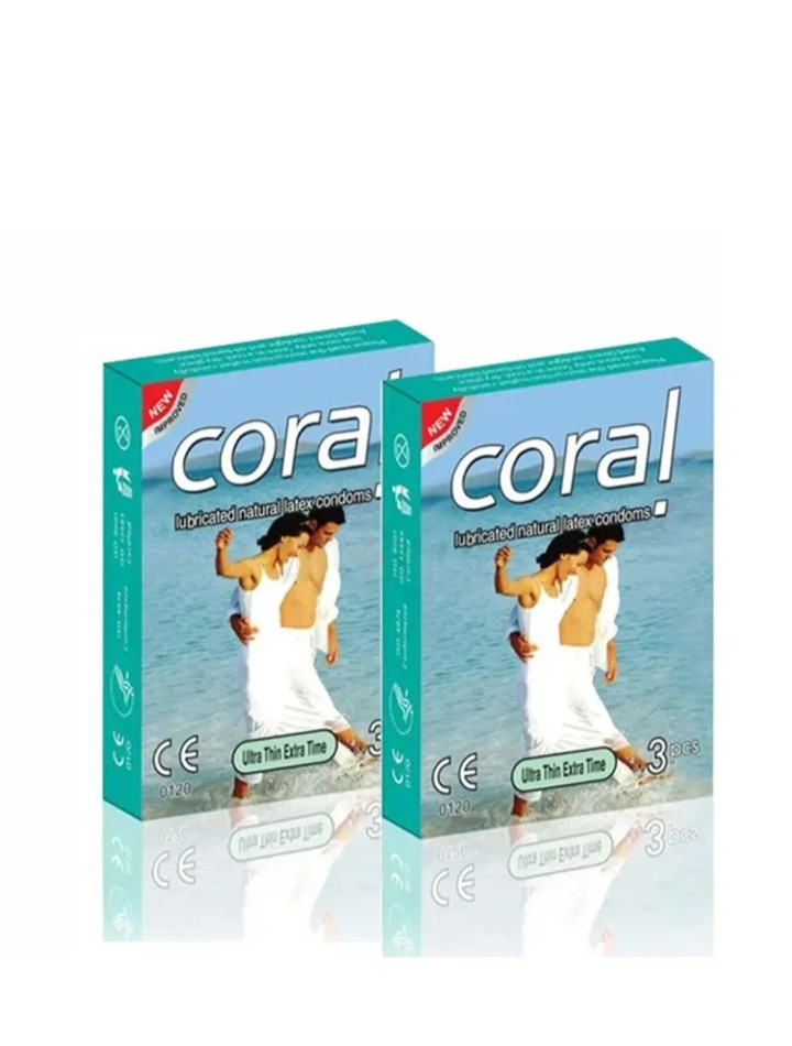 Coral - Ultra Thin Extra Time Lubricated Natural Latex Condom - Combo 2 Packs