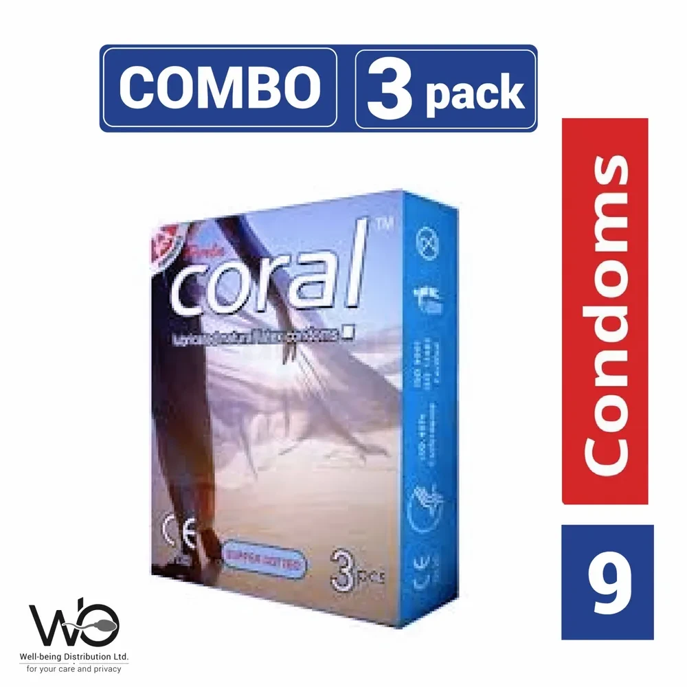 Coral - Super Dotted Lubricated Natural Latex Condom - Combo Pack