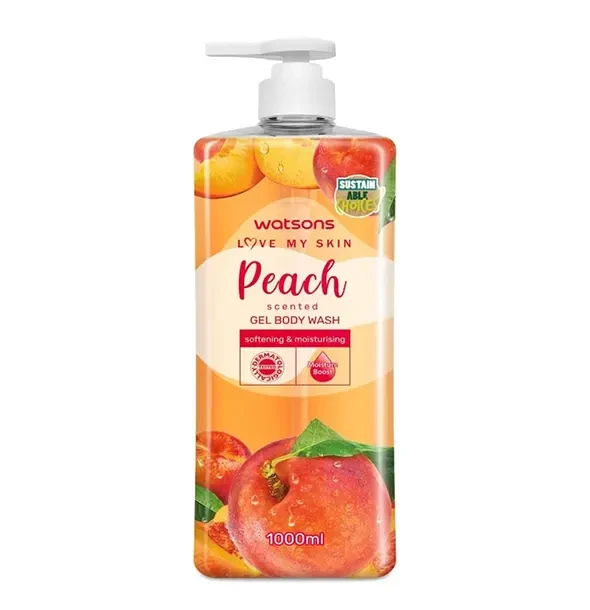 Watsons Peach Scented Softening & Moisturising Gel Body Wash - 1000ml