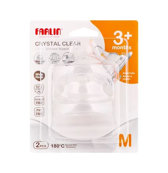 Farlin Crystal Clear Silicone Nipple 3+ Months 2pcs