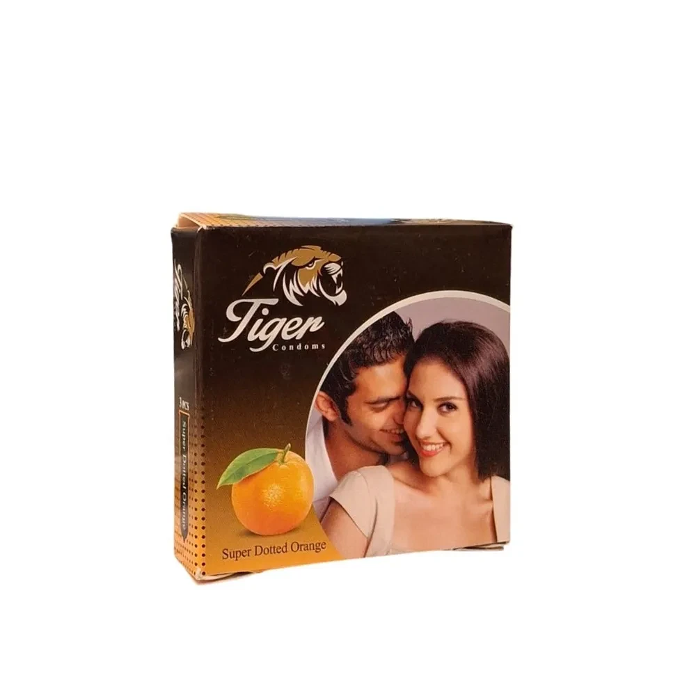 Tiger Dotted Condom Orange Flavor 3's Pack