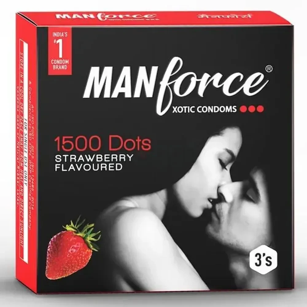 Manforce Xotic Strawberry 1500 Dotted Condom - 3Pcs Pack(India)