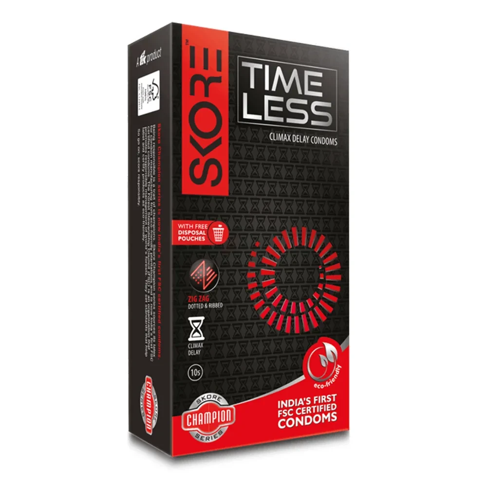 Skore Timeless Climax Delay Dotted & Ribbed Condom - 10's Pack