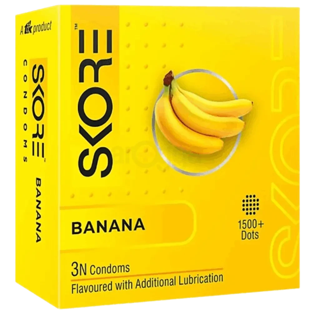 Skore Banana 1500+Dots Condoms 3's Pack