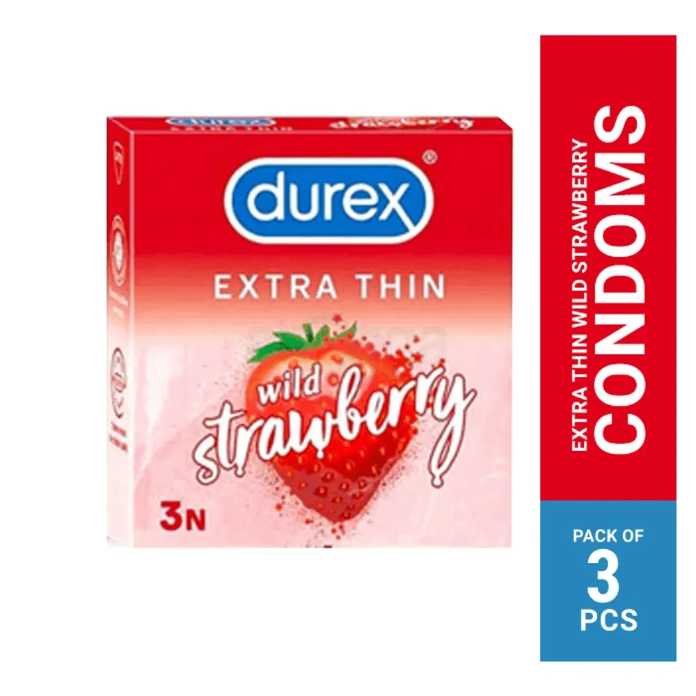 Durex Extra Thin Wild Strawberry Flavored Condom - 3Pcs Pack