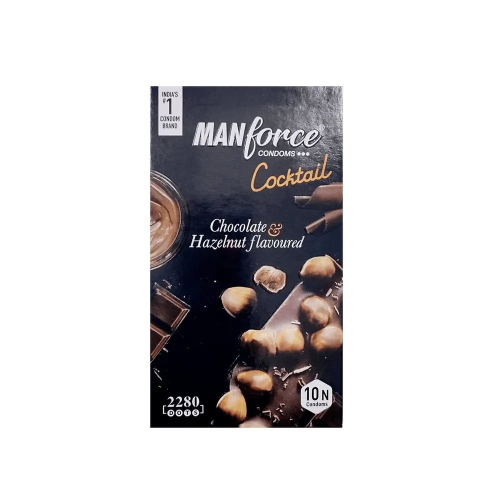 Manforce Cocktail with Dotted Rings Hazelnut & Chocolate Condom - 10Pcs Pack
