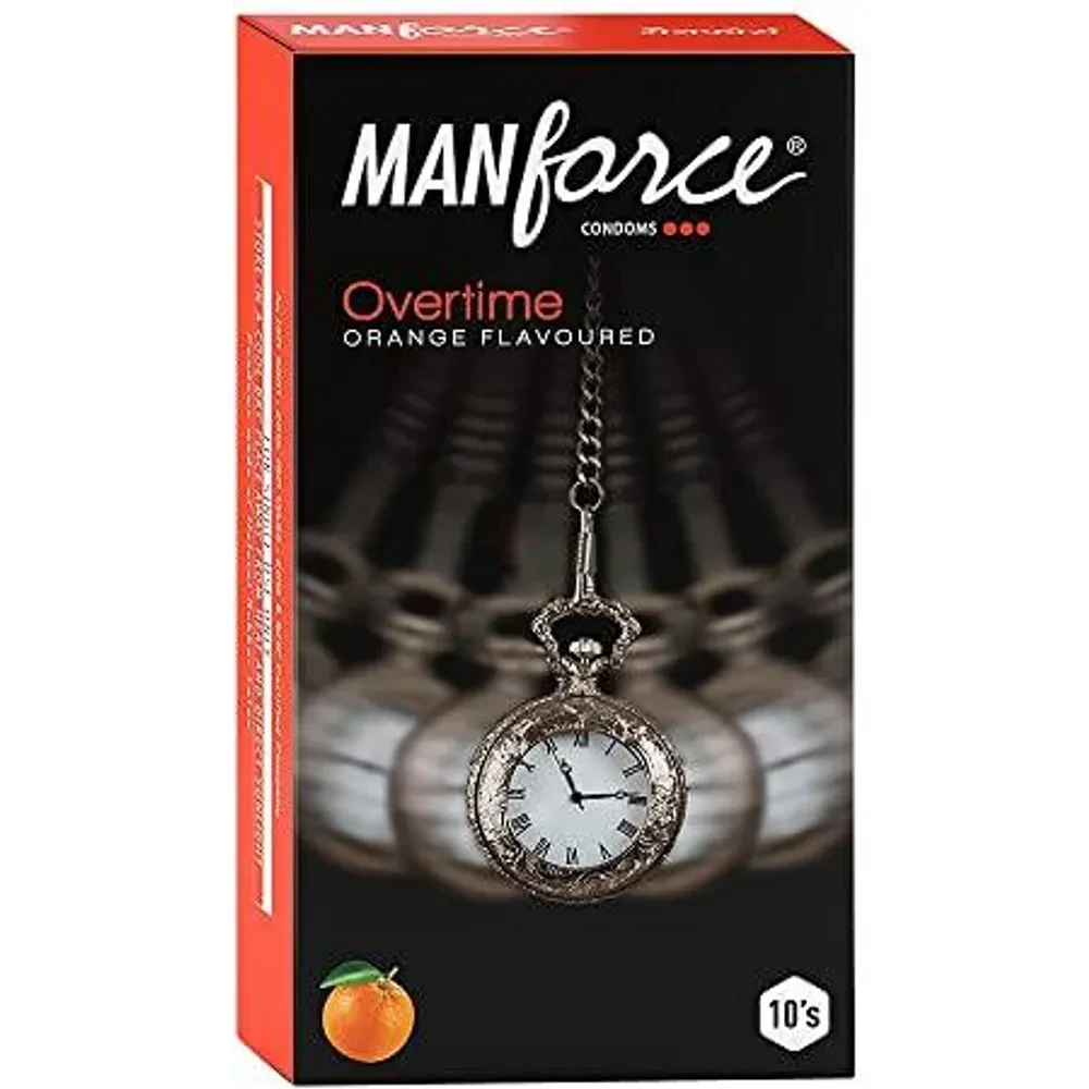 Manforce Overtime Orange Flavoured 3in1 (Ribbed, Contour, Dotted) Condom - 10Pcs Pack(India)