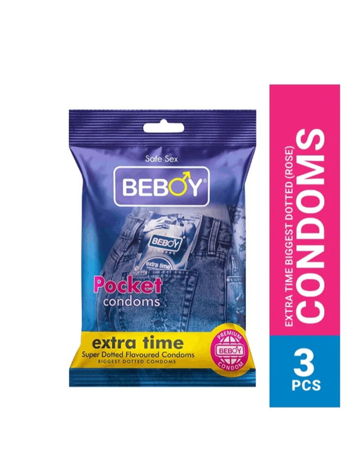 Beboy Extra Time Air Thin Invisible Condom (BubbleGum Flavour) Pocket Pack- 3Pcs(India)