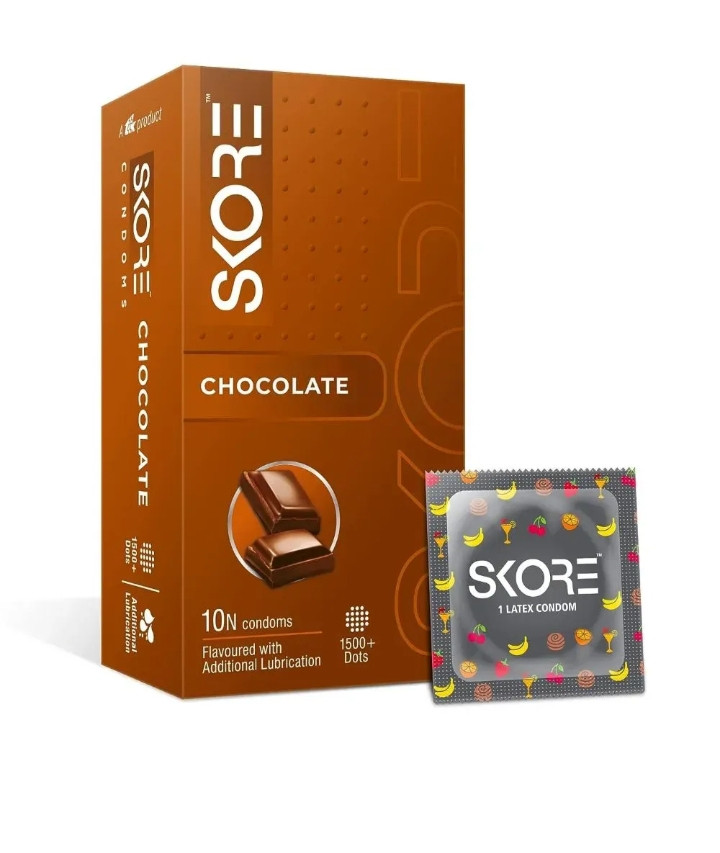 Skore Chocolate Flavoured 1500+ Dots Condoms 10's Pack