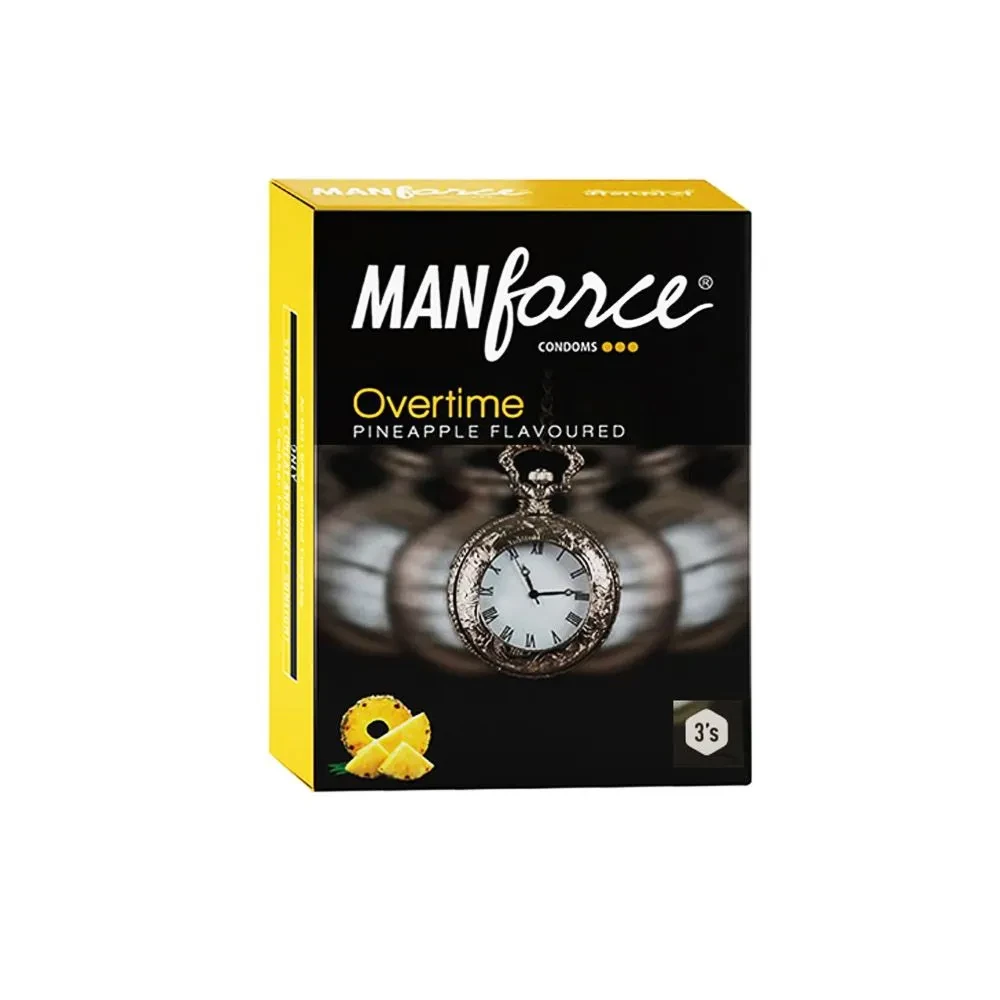 Manforce Overtime Pineapple 3in1 (Ribbed, Contour, Dotted) Condom - 3Pcs Pack