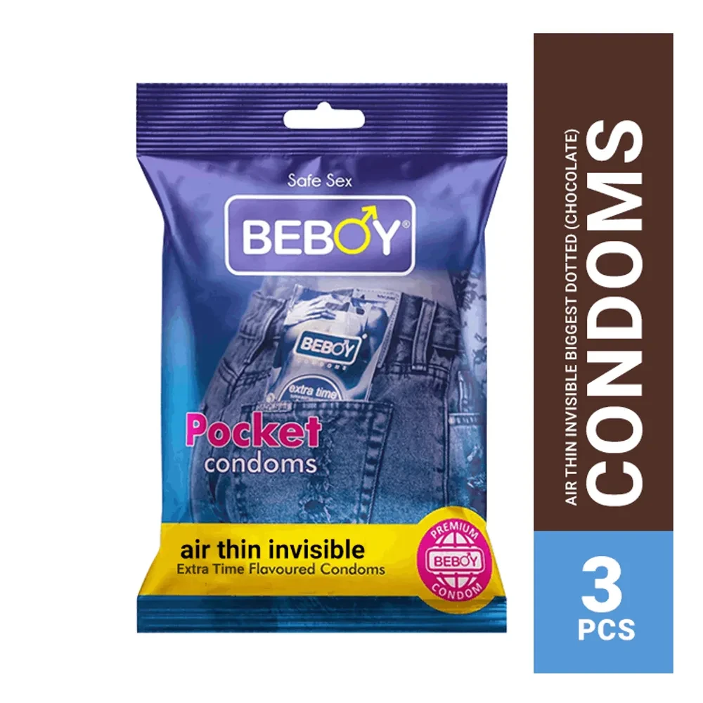 Beboy Extra Time Air Thin Invisible Condom (Chocolate Flavour) Pocket Pack- 3Pcs(India)