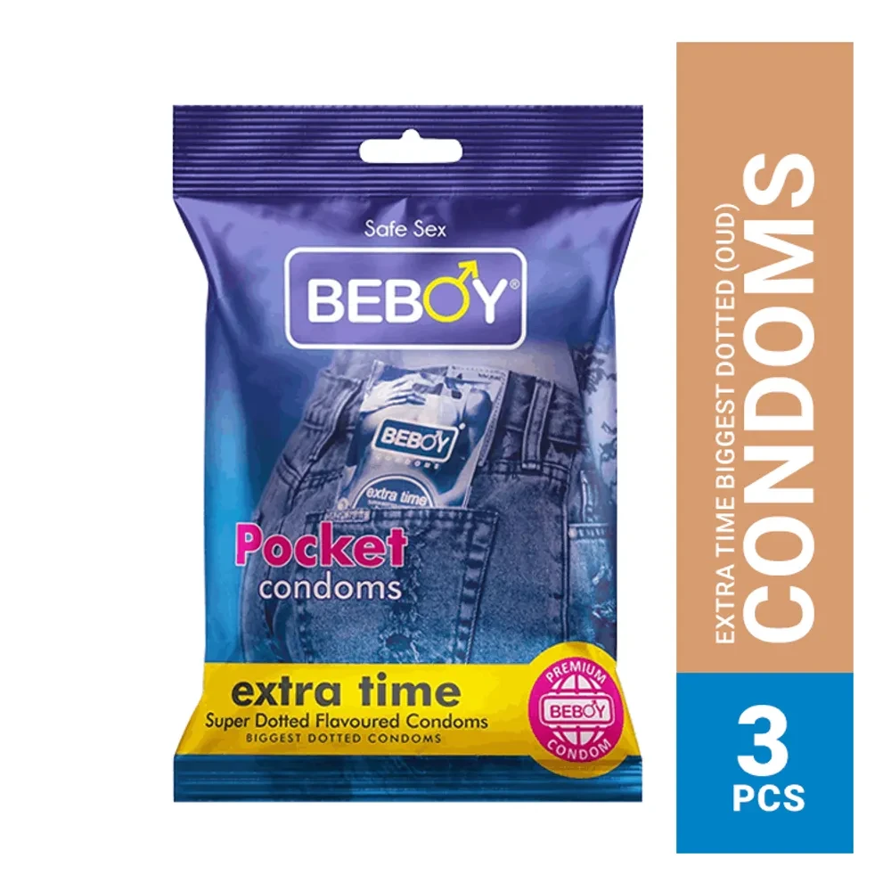 Beboy Extra Time Super Big Dotted Condom (Oud Flavour) Pocket Pack- 3Pcs(India)