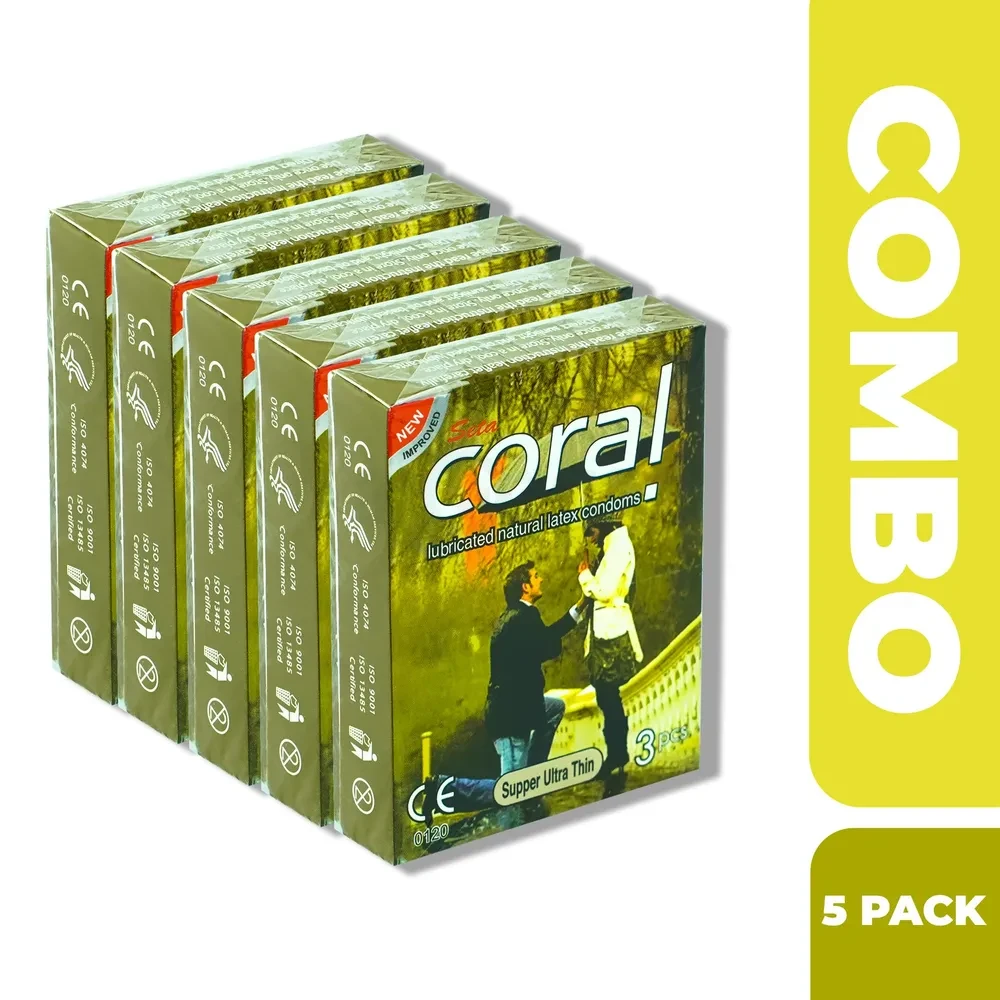 Coral Super Ultra Thin Lubricated Latex Condoms - Half Box: 3x5=15pcs (Made in Malaysia)