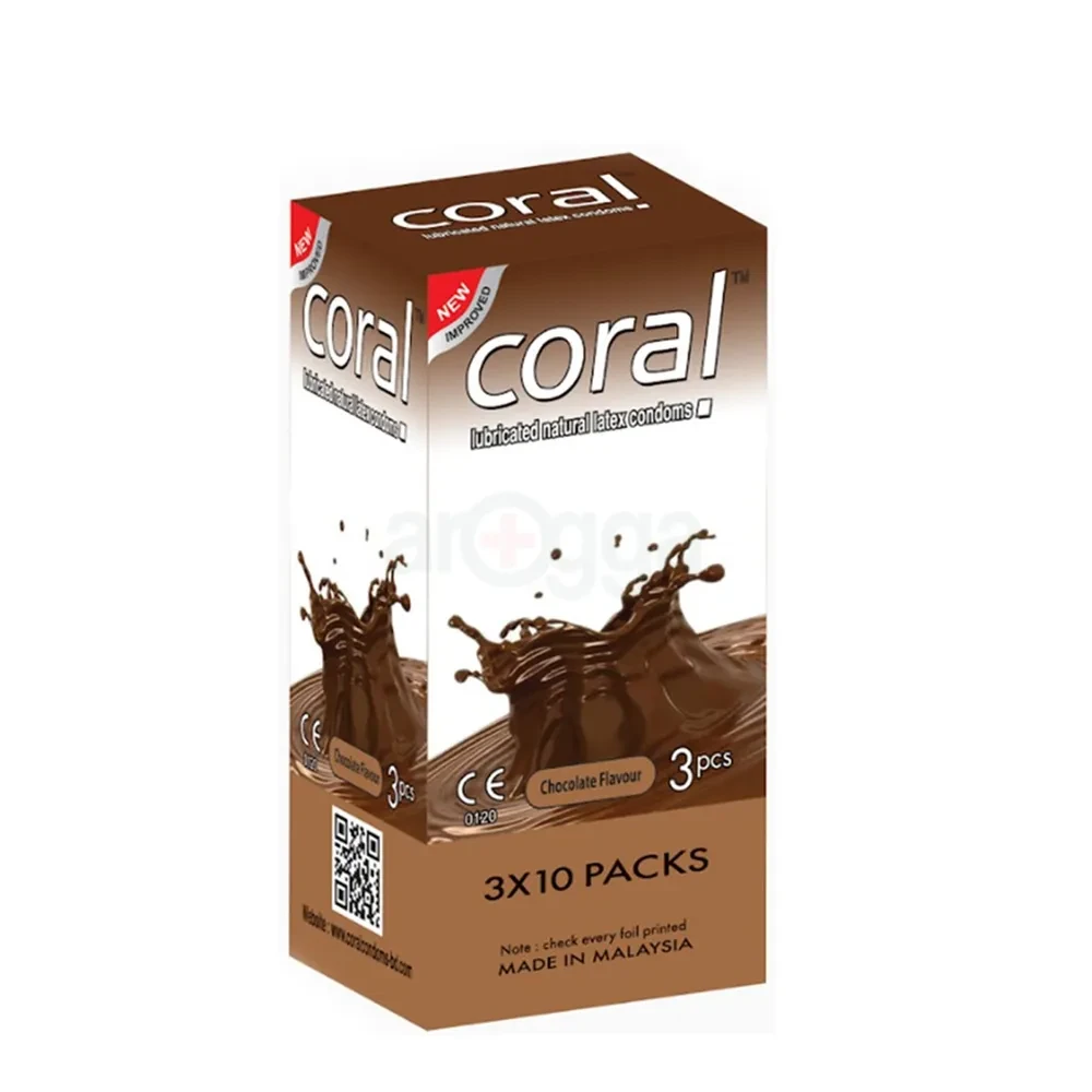 CORAL Chocolate Flavors Lubricated Latex Condom Full Box (10 packs)
