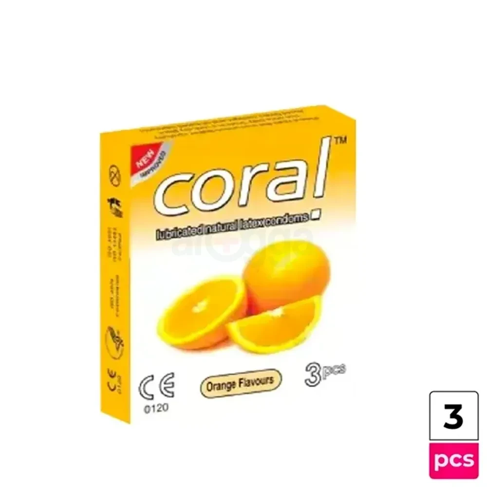 Coral - Orange Natural Latex Condom for Men-single pack-3x1 - 3 pieces