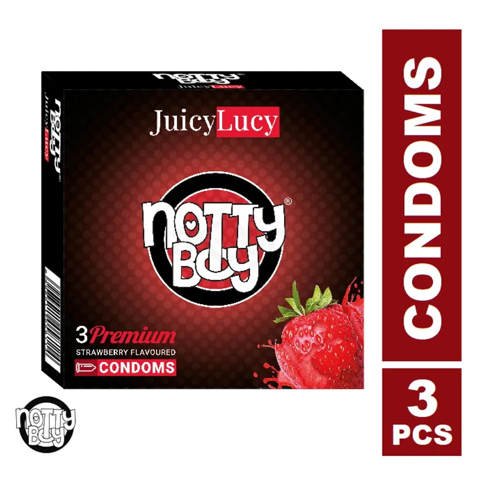 NottyBoy JuicyLucy–Strawberry Flavour Condoms 3's Pack