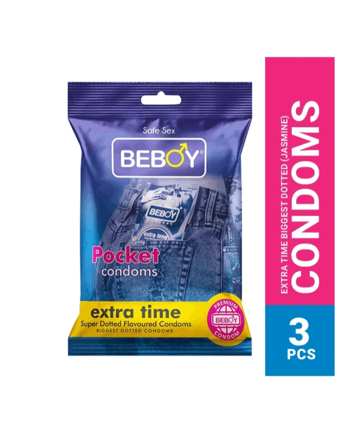 Beboy Extra Time Super Big Dotted Condom (Rose Flavour)- 3Pcs