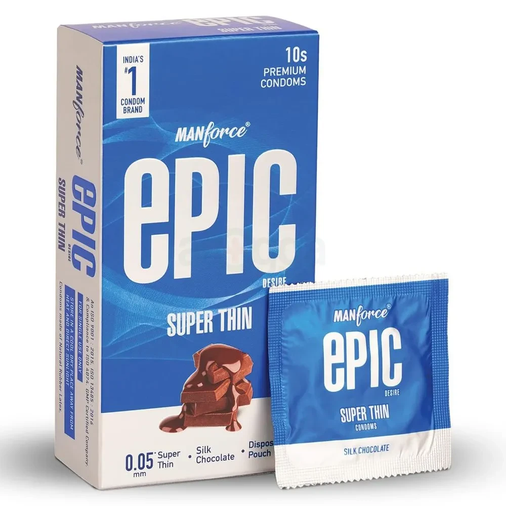 Manforce Epic Desire 0.05 Super Thin Premium Silk Chocolate Flavour Condom - 10Pcs Pack(India)