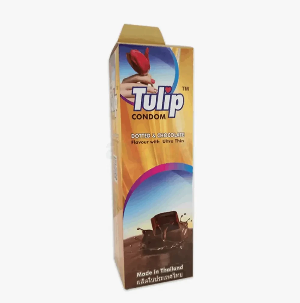 Tulip Condom Dotted & Chocolate Flavour with Ultra Thin 3pcs (Thailand )
