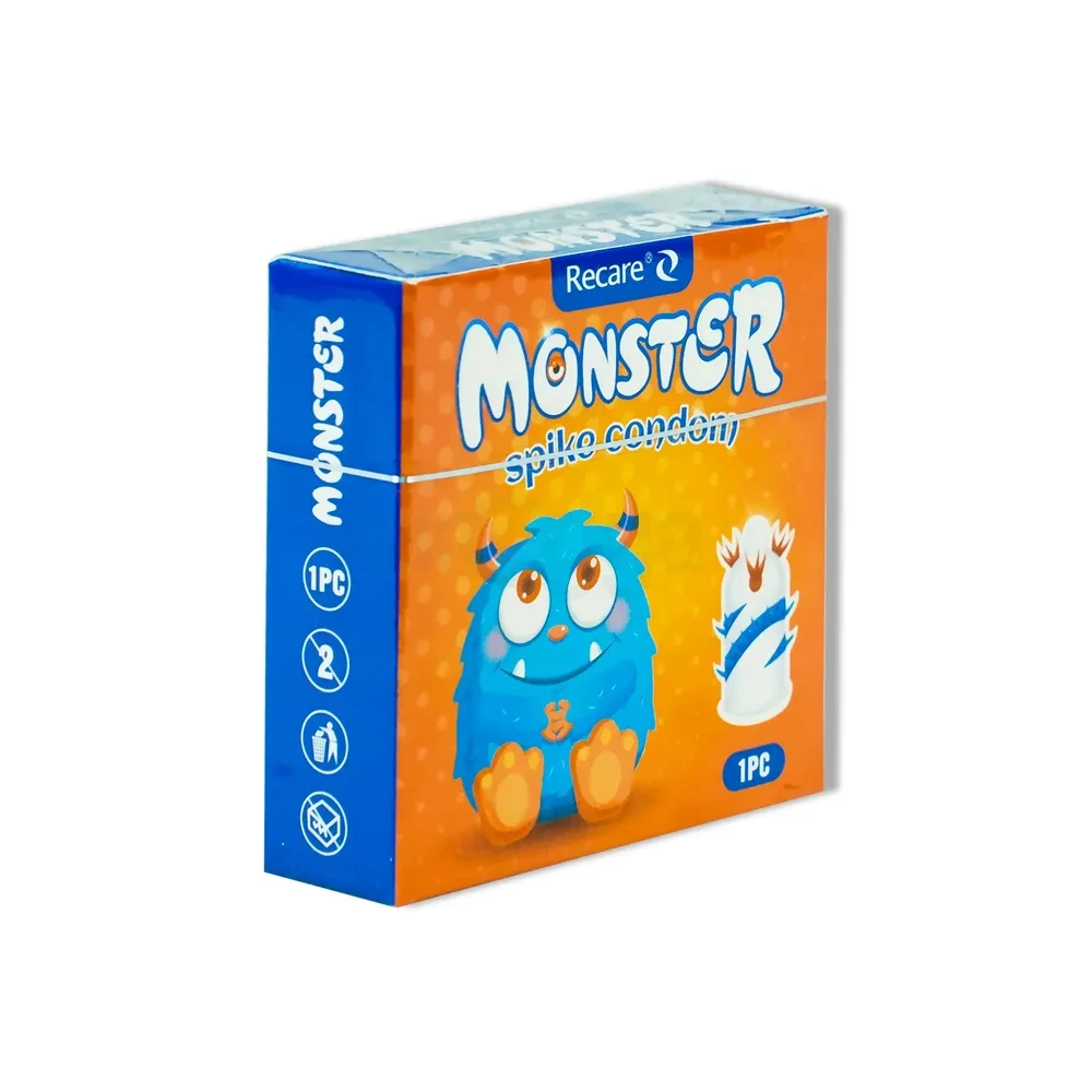 Recare Monster Condom - Spike Funny Shape Condom 1Pcs Pack Orange