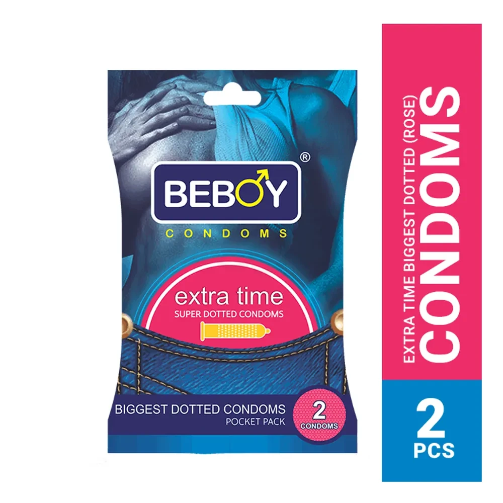 Beboy Extra Time Super Big Dotted (Rose Flavour) Pocket Pack - 2Pcs(India)