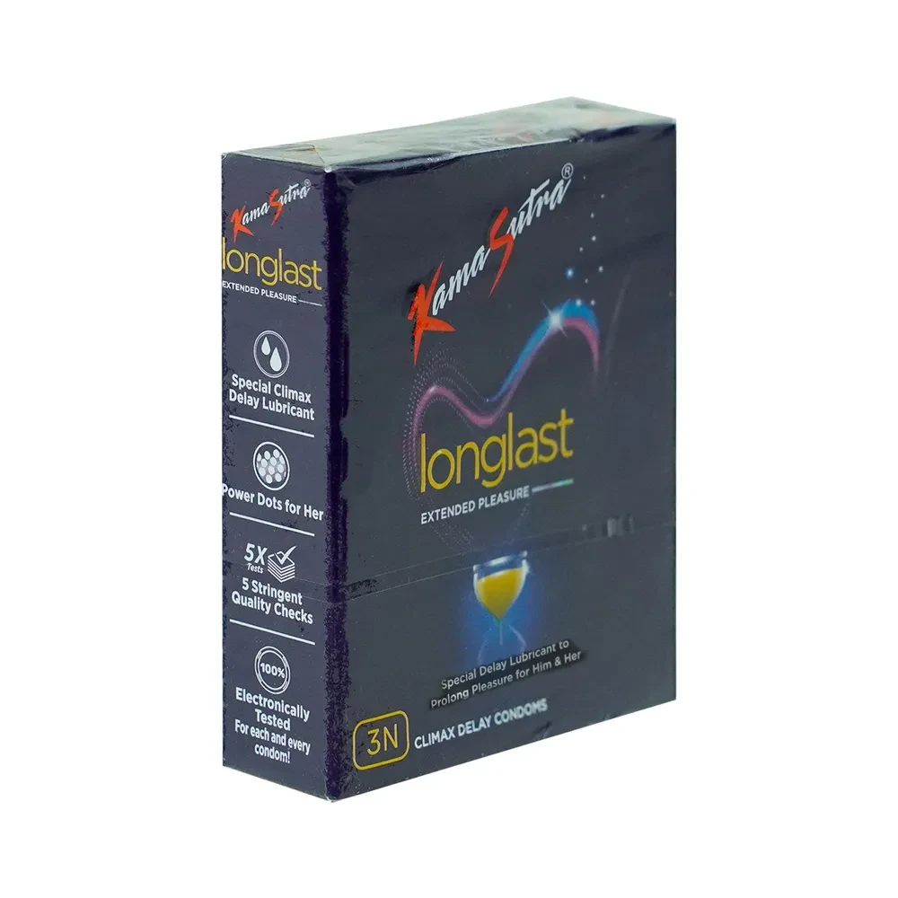 KamaSutra LongLast Condom for Extended Pleasure Climax Delay Condom 3pcs Pack (Made in India)