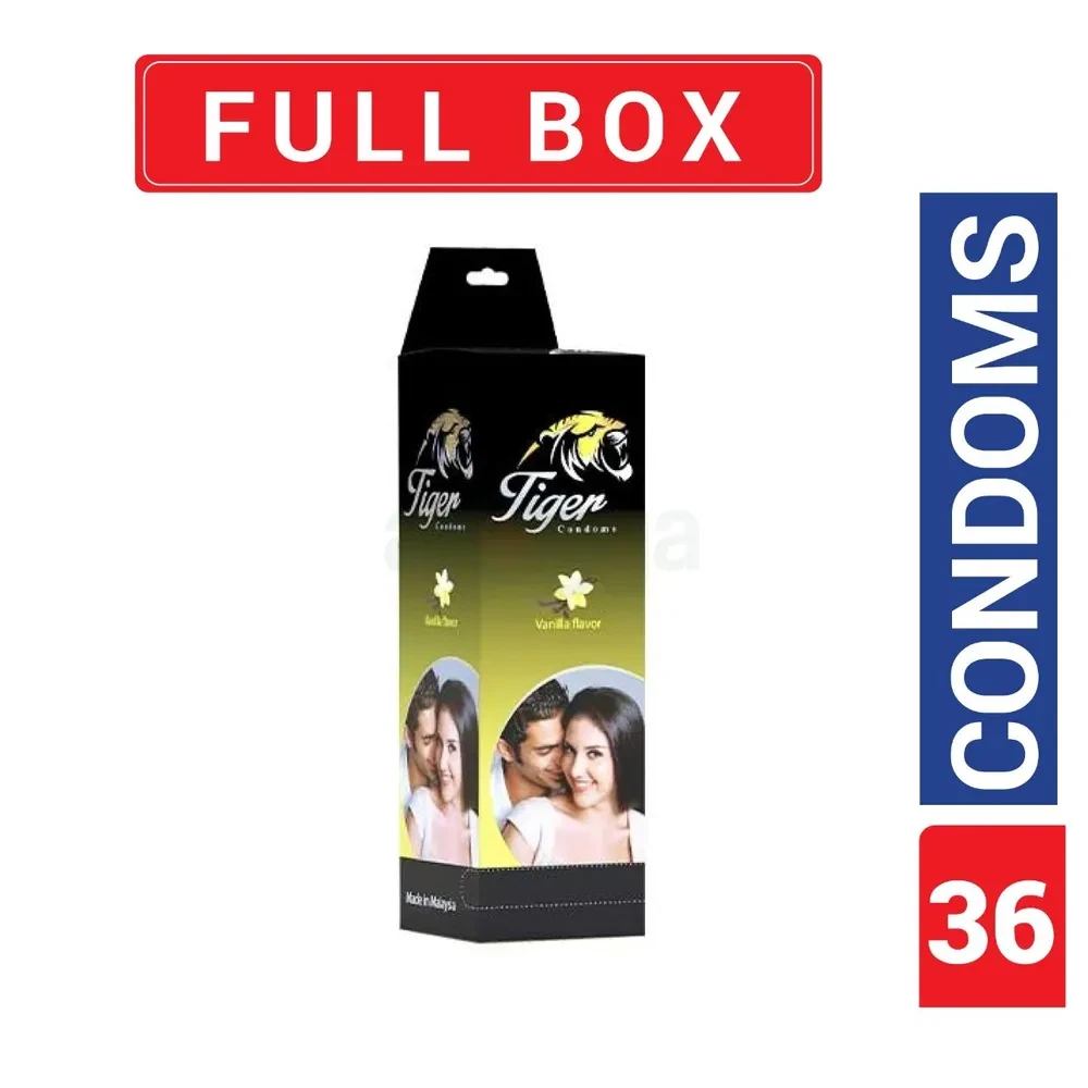 Tiger Dotted Condom Vanilla Flavor - 36Pcs Pack (Full Box)