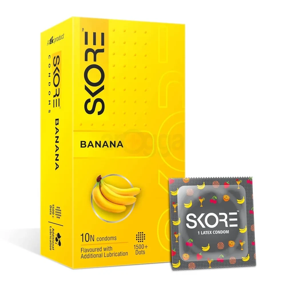 Skore Banana 1500+ Dots Condoms 10's Pack