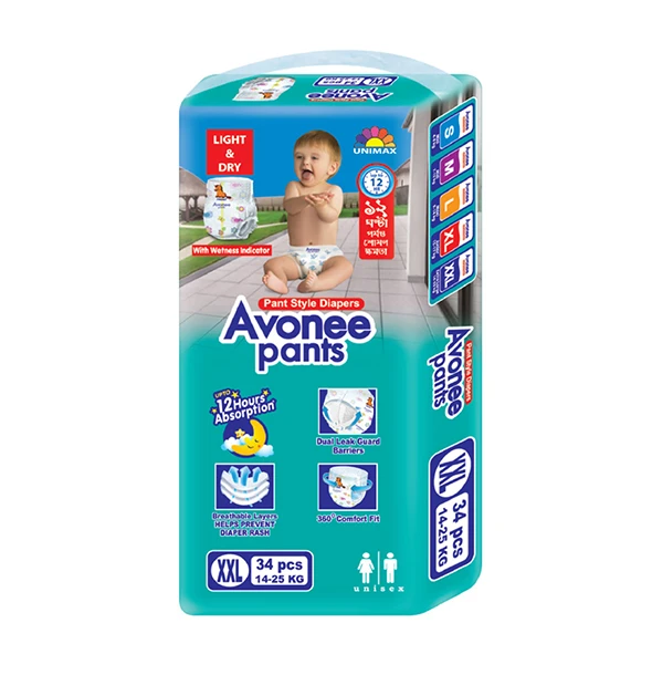 Avonee Pant Style Baby Diaper (14-25Kg) - XXL 34pcs