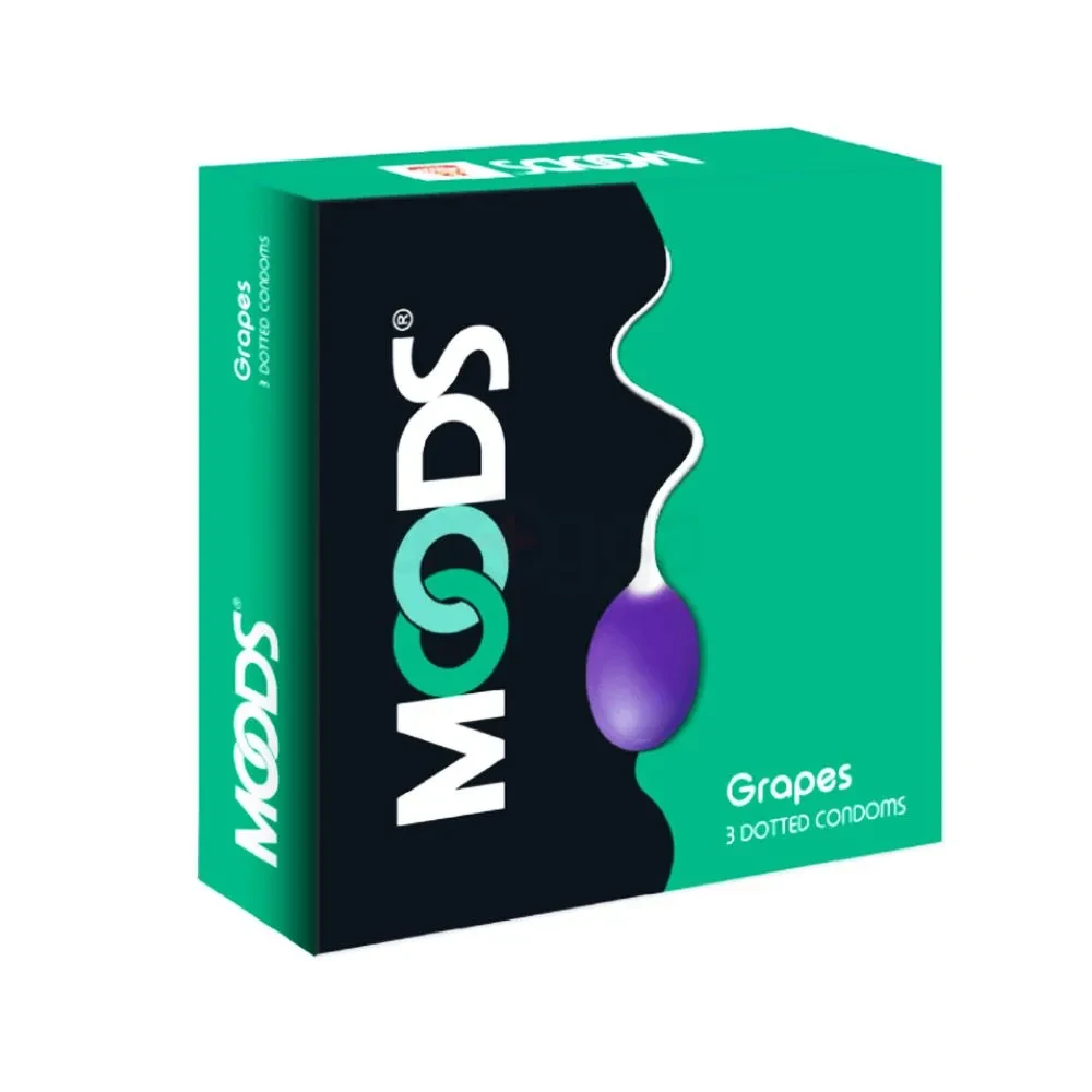Moods Grapes Flavored Dotted Premium Condom - 3Pcs Pack